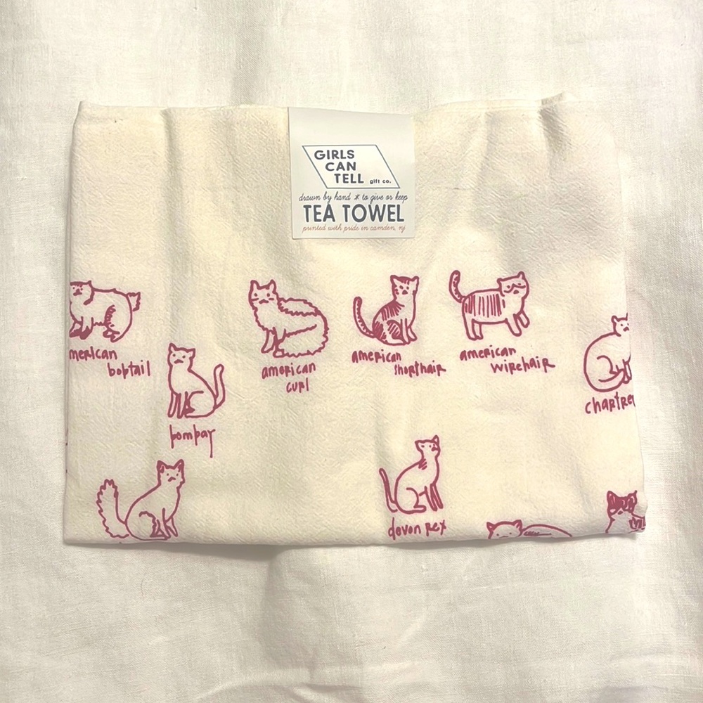 Cat Breed Tea Towel, NWT